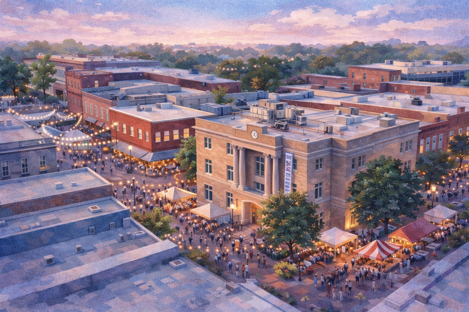 Abstract illustration inspired by Historic Downtown McKinney